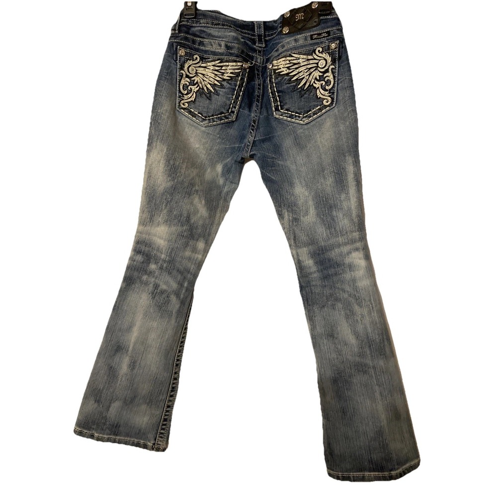 Vintage Boot Cut Jeans 28 Mid Rise Rhinestone Embellished Western Bling Miss Me